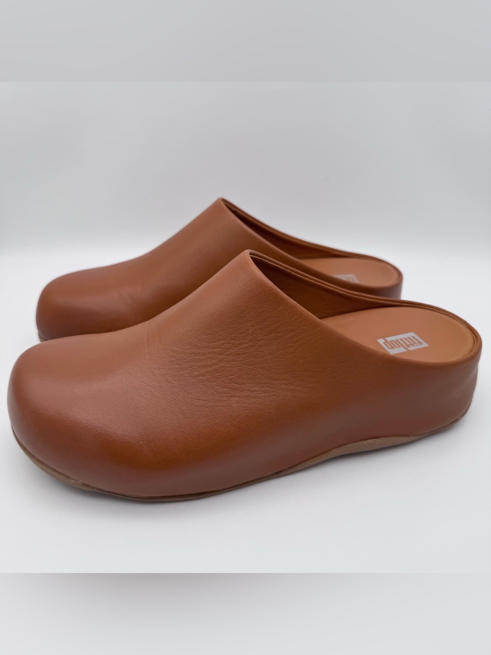 FitFlop Shuv Women's 8.5 Light Tan Leather Slip On Mule Clogs Comfort Shoes